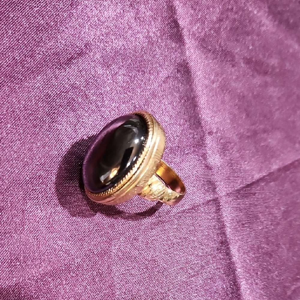 Avon Gold-Tone Ring with Black Stone